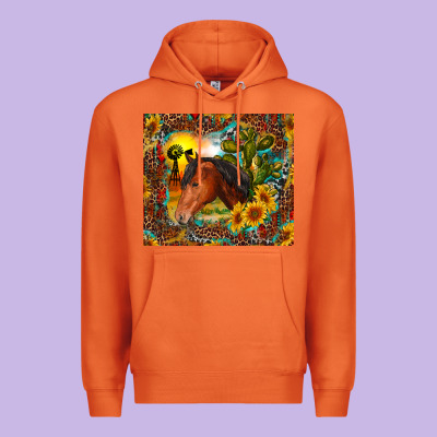Premium Hoodie western horse and sunflower