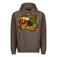 Coffee western horse and sunflower Premium Hoodie - RanaPortraitStore