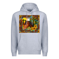 Heather Grey western horse and sunflower Premium Hoodie - RanaPortraitStore