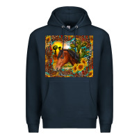 Navy western horse and sunflower Premium Hoodie - RanaPortraitStore