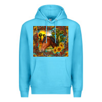 Ocean Blue western horse and sunflower Premium Hoodie - RanaPortraitStore