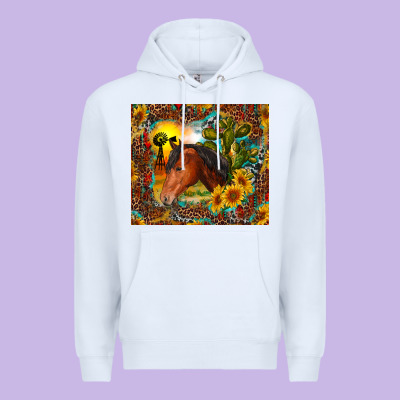 Premium Hoodie western horse and sunflower