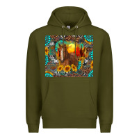 Army Green western horse and desert tumbler Premium Hoodie - RanaPortraitStore
