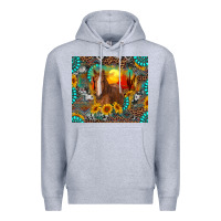 Heather Grey western horse and desert tumbler Premium Hoodie - RanaPortraitStore
