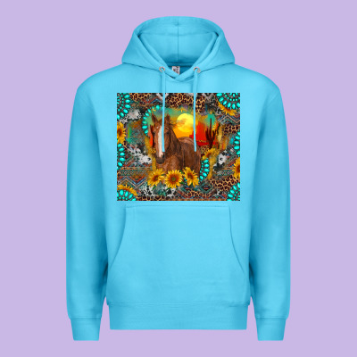 Premium Hoodie western horse and desert tumbler