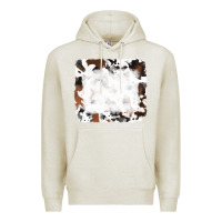 Oatmeal Heather black and brown cowhide Premium Hoodie - RanaPortraitStore