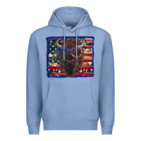 Colony Blue bison with american flag Premium Hoodie - RanaPortraitStore