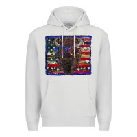Dove Grey bison with american flag Premium Hoodie - RanaPortraitStore