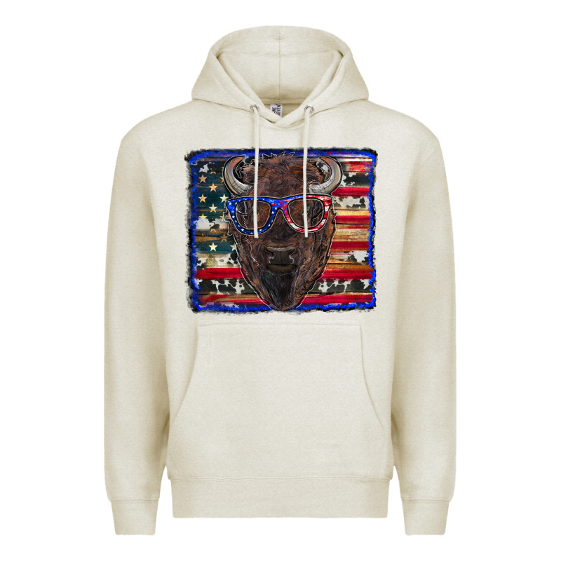 Bison With American Flag Premium Hoodie by RanaPortraitStore | Teevron