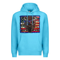 Ocean Blue bison with american flag Premium Hoodie - RanaPortraitStore