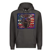 Smoke bison with american flag Premium Hoodie - RanaPortraitStore