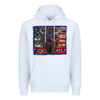 White bison with american flag Premium Hoodie - RanaPortraitStore