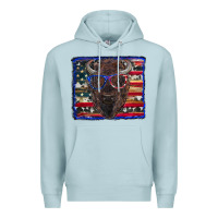 Blue Mist bison with american flag Premium Hoodie - RanaPortraitStore