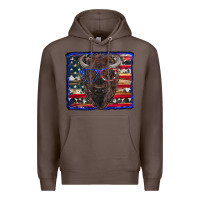 Coffee bison with american flag Premium Hoodie - RanaPortraitStore