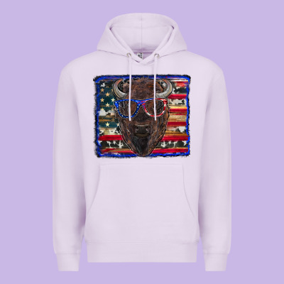 Bison With American Flag Premium Hoodie Designed By Ranaportraitstore