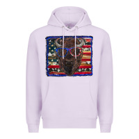 Lilac bison with american flag Premium Hoodie - RanaPortraitStore