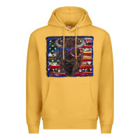 Mustard bison with american flag Premium Hoodie - RanaPortraitStore