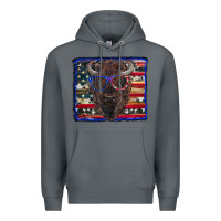 Rock bison with american flag Premium Hoodie - RanaPortraitStore