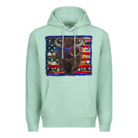 Seafoam bison with american flag Premium Hoodie - RanaPortraitStore