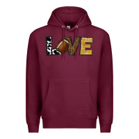 Burgundy football love Premium Hoodie - RanaPortraitStore