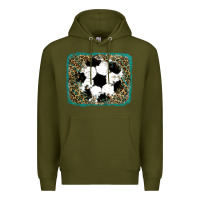 Army Green glitter soccer leopard Premium Hoodie - RanaPortraitStore