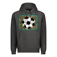 Charcoal Heather glitter soccer leopard Premium Hoodie - RanaPortraitStore