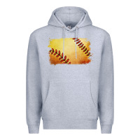 Heather Grey softball brushstroke Premium Hoodie - RanaPortraitStore