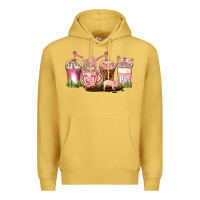 Antique Gold pig coffee cups Premium Hoodie - AdoDesignShop