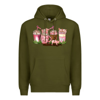 Army Green pig coffee cups Premium Hoodie - AdoDesignShop
