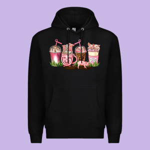 Pig Coffee Cups Premium Hoodie Designed By Adodesignshop