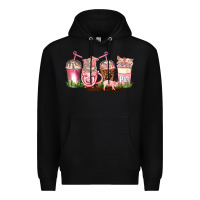 Black pig coffee cups Premium Hoodie - AdoDesignShop