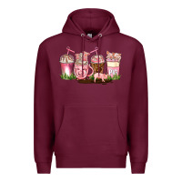 Burgundy pig coffee cups Premium Hoodie - AdoDesignShop