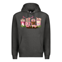 Charcoal Heather pig coffee cups Premium Hoodie - AdoDesignShop