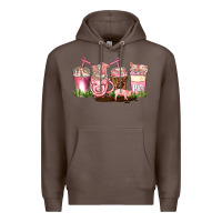 Coffee pig coffee cups Premium Hoodie - AdoDesignShop