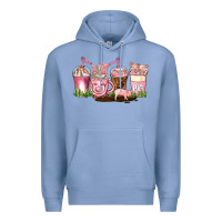 Colony Blue pig coffee cups Premium Hoodie - AdoDesignShop