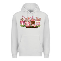Dove Grey pig coffee cups Premium Hoodie - AdoDesignShop