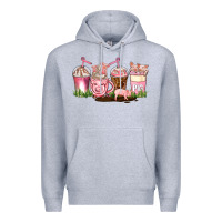 Heather Grey pig coffee cups Premium Hoodie - AdoDesignShop