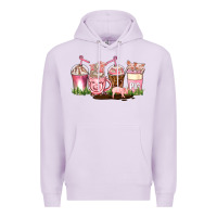 Lilac pig coffee cups Premium Hoodie - AdoDesignShop