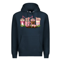 Navy pig coffee cups Premium Hoodie - AdoDesignShop