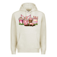 Oatmeal Heather pig coffee cups Premium Hoodie - AdoDesignShop