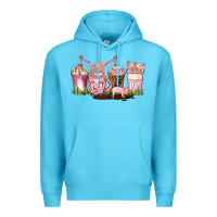 Ocean Blue pig coffee cups Premium Hoodie - AdoDesignShop