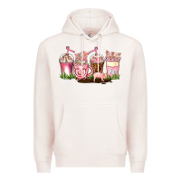 Pale Pink pig coffee cups Premium Hoodie - AdoDesignShop