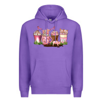 Purple pig coffee cups Premium Hoodie - AdoDesignShop