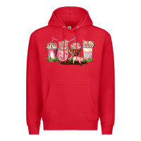 Red pig coffee cups Premium Hoodie - AdoDesignShop