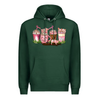 Sports Green pig coffee cups Premium Hoodie - AdoDesignShop