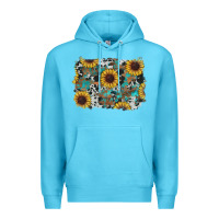 Ocean Blue western sunflowers turquoise cowhide background Premium Hoodie - RanaPortraitStore
