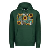 Sports Green western sunflowers turquoise cowhide background Premium Hoodie - RanaPortraitStore