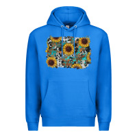 True Royal western sunflowers turquoise cowhide background Premium Hoodie - RanaPortraitStore