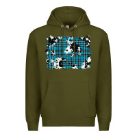 Army Green winter plaid cowhide pattern background Premium Hoodie - RanaPortraitStore