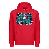 Red winter plaid cowhide pattern background Premium Hoodie - RanaPortraitStore